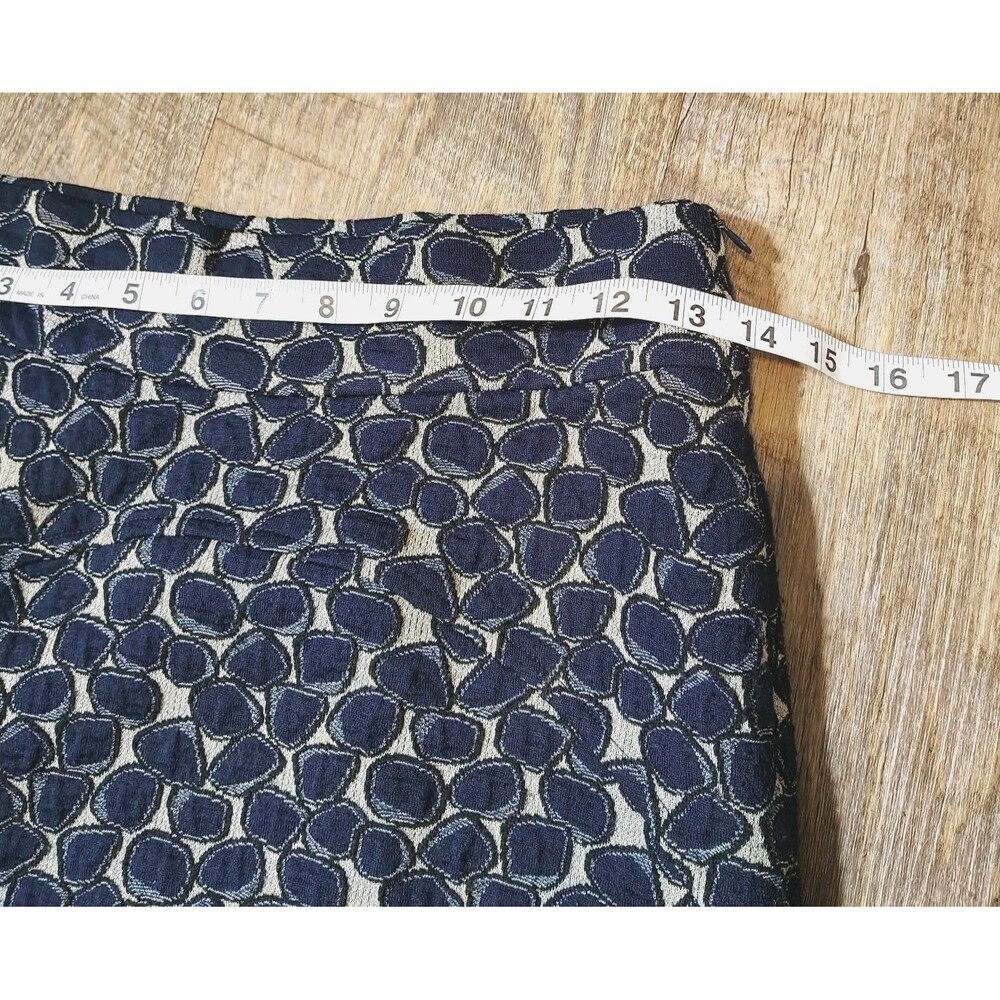DVF Diane Von Furstenberg Navy Size M Geometric Wool Blend Pencil Skirt Stretch - Picture 4 of 6